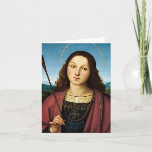 Carte De Remerciements Saint-Sébastien, San Sebastiano par Raphael (Devant)