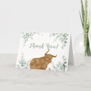 Carte De Remerciements Saint-Vache Rustique Boho Baby shower de verdure