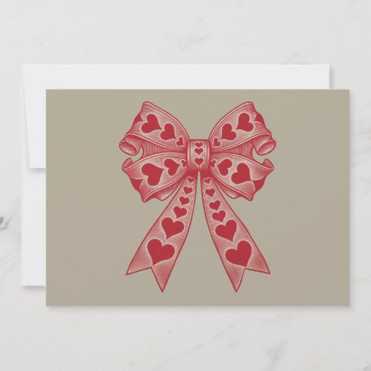 Carte De Remerciements Saint-Valentin Cœur Coquette nœud Rétro Saint-Vale (Devant)