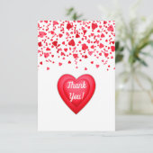 Carte De Remerciements Saint Valentin Coeurs de Confetti Rouge Personnali (Debout devant)