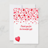 Carte De Remerciements Saint Valentin Coeurs de Confetti Rouge Personnali (Dos)