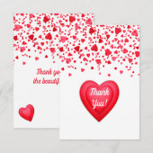 Carte De Remerciements Saint Valentin Coeurs de Confetti Rouge Personnali (Devant / Derrière)