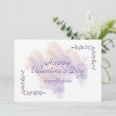 Carte De Remerciements Saint Valentin violet rose (Debout devant)
