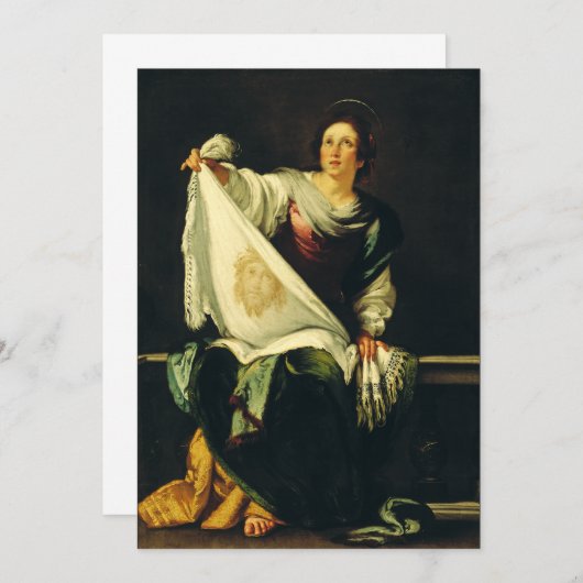Carte De Remerciements Saint Veronica par Bernardo Strozzi (Devant / Derrière)
