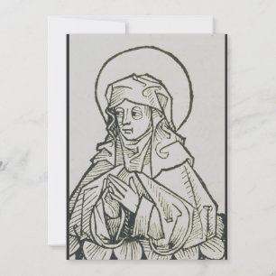 Carte De Remerciements Sainte Monique Ligne d'Art Médiéval Minimaliste