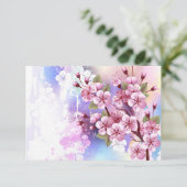 Carte De Remerciements Sakura rose sur la peinture Arrière - plan (Debout devant)