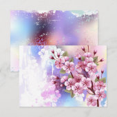 Carte De Remerciements Sakura rose sur la peinture Arrière - plan (Devant / Derrière)
