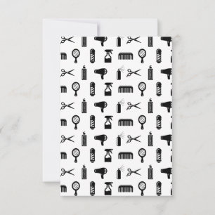 Carte De Remerciements Salon de coiffure & Barbier Motif de coiffeur COUL