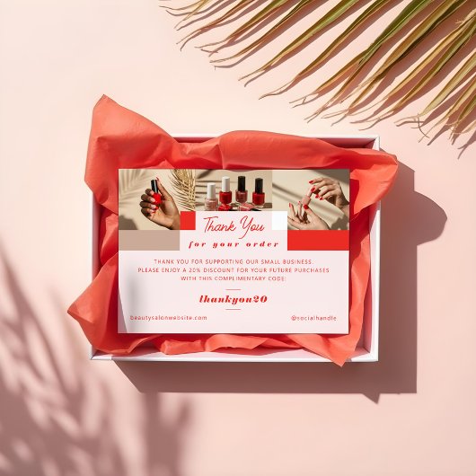 Carte De Remerciements Salon moderne de ongle de grille photo Commande Ca