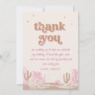 Carte De Remerciements Salut ! Anniversaire de la cowgirl rose occidental