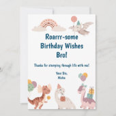 Carte De Remerciements Salutations d'anniversaire de Dinosaur (Devant)