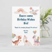 Carte De Remerciements Salutations d'anniversaire de Dinosaur (Debout devant)