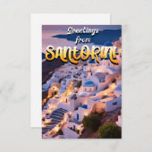 Carte De Remerciements Salutations de Santorin (Devant / Derrière)