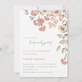 Carte De Remerciements Salutations Fleurs roses Wreath 70e anniversaire I (Devant)