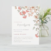 Carte De Remerciements Salutations Fleurs roses Wreath 70e anniversaire I (Debout devant)