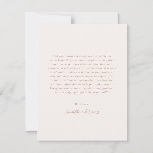 Carte De Remerciements Samantha Tan Mariage traditionnel élégant (Dos)