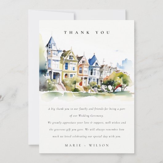 Carte De Remerciements San Francisco Painted Ladies Landscape Wedding (Devant)