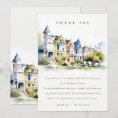 Carte De Remerciements San Francisco Painted Ladies Landscape Wedding (Devant / Derrière)