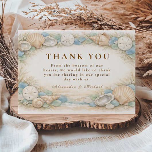 Carte De Remerciements Sandy Shore Seashell Wedding