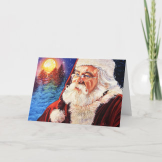 Carte De Remerciements Santa in the Moonlight Christmas Card