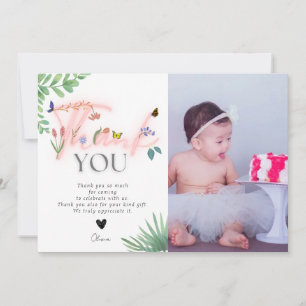 Carte De Remerciements Sauvage et magnifique, fleur sauvage, photo rose