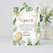 Carte De Remerciements Sauvage une jungle verdure & or remerciement d'ann (Debout devant)