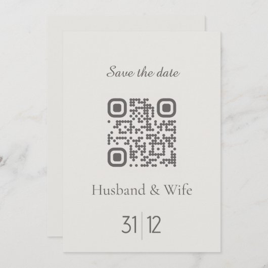Carte De Remerciements Sauvegarder la date QR Code Mariage Card (Devant / Derrière)
