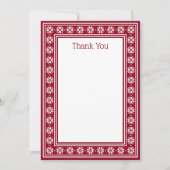 Carte De Remerciements Scandinavian star pattern border dark red blank (Devant)