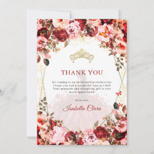 Carte De Remerciements Scarlet Enchantée Florale Princesse Quinceanera