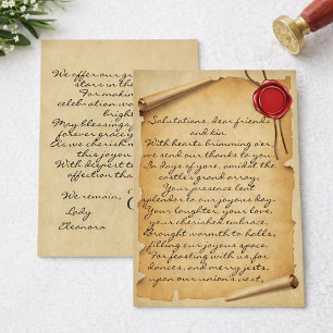 Carte De Remerciements Sceau de cire de rouleau âgé médiéval Mariage Merc