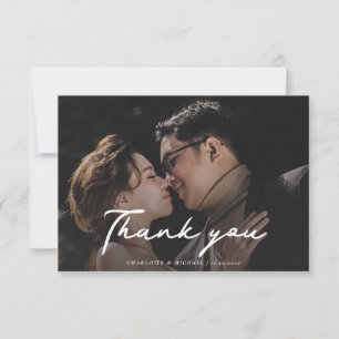 Carte De Remerciements Scénario de photos de jour de mariage écrit à la m