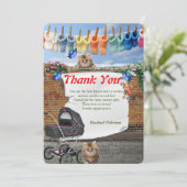 Carte De Remerciements Scène de rue à pois & chatons (Debout devant)