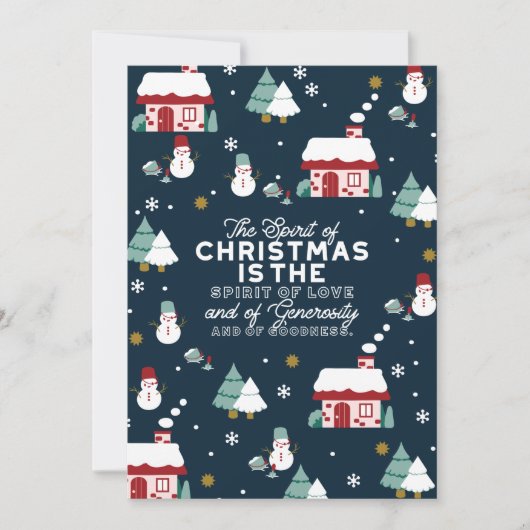 Carte De Remerciements Scène de village de nuit d'hiver avec l'esprit de  (Devant)