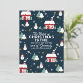 Carte De Remerciements Scène de village de nuit d'hiver avec l'esprit de  (Debout devant)