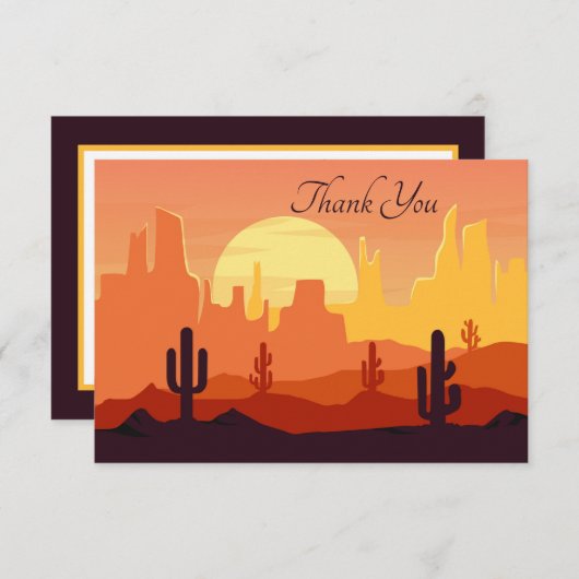 Carte De Remerciements scène désert mignon ajouter du sentiment (Devant / Derrière)