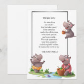 Carte De Remerciements Scène hippo amusante (Devant / Derrière)