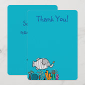 Carte De Remerciements Scène mignonne de poissons d'éléphant avec le (Devant / Derrière)