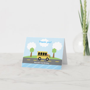 Carte De Remerciements School Bus Town Birthday Thank you Card