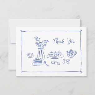 Carte De Remerciements Scribble Whimsical Doodle Dessin À La Main Thé Nup