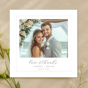Carte De Remerciements Script Amour & Remerciements Photo de mariage élég