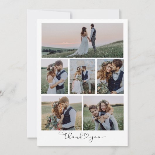Carte De Remerciements Script avec Mariage multiphoto Heart (Devant)