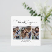 Carte De Remerciements Script avec Mariage multiphoto Heart (Debout devant)