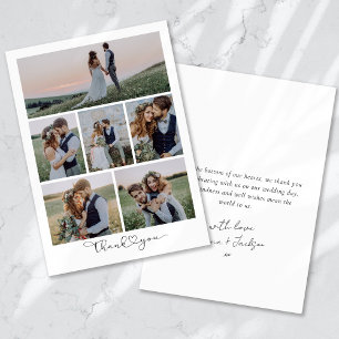 Carte De Remerciements Script avec Mariage multiphoto Heart