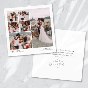 Carte De Remerciements Script avec Mariage multiphoto Heart