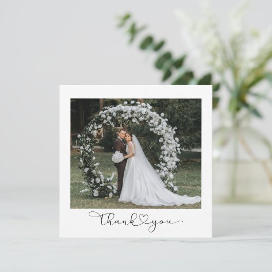 Carte De Remerciements Script avec Mariage multiphoto Heart (Debout devant)