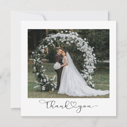 Carte De Remerciements Script avec Mariage multiphoto Heart (Devant)