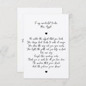 Carte De Remerciements Script chic Poème d'appréciation minimale pour ens (Devant / Derrière)