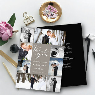 Carte De Remerciements Script classique moderne 8 Multi Photo Mariage élé