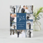 Carte De Remerciements Script classique moderne 8 Multi Photo Mariage élé (Debout devant)