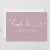 Carte De Remerciements Script cœur rose blush pour Baby Shower Fille (Devant)